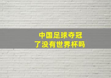 中国足球夺冠了没有世界杯吗