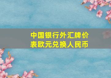 中国银行外汇牌价表欧元兑换人民币