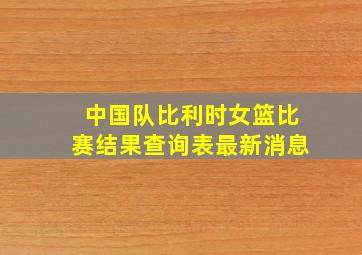 中国队比利时女篮比赛结果查询表最新消息