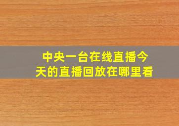 中央一台在线直播今天的直播回放在哪里看