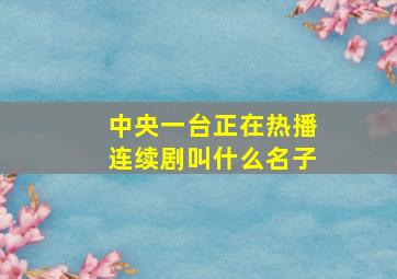 中央一台正在热播连续剧叫什么名子