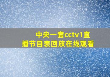 中央一套cctv1直播节目表回放在线观看