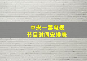 中央一套电视节目时间安排表