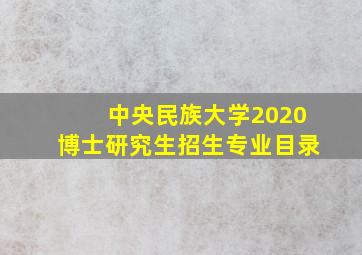 中央民族大学2020博士研究生招生专业目录