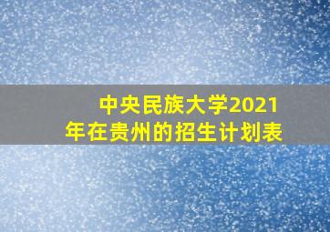 中央民族大学2021年在贵州的招生计划表