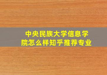 中央民族大学信息学院怎么样知乎推荐专业