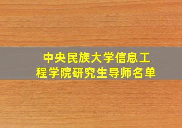 中央民族大学信息工程学院研究生导师名单