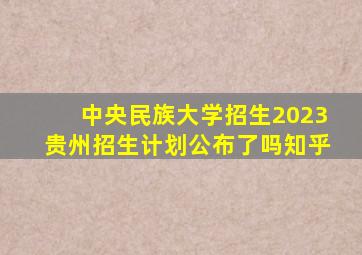 中央民族大学招生2023贵州招生计划公布了吗知乎