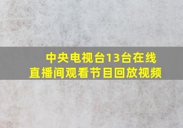 中央电视台13台在线直播间观看节目回放视频