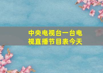 中央电视台一台电视直播节目表今天