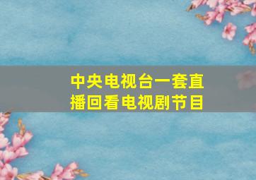 中央电视台一套直播回看电视剧节目