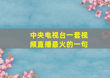 中央电视台一套视频直播最火的一句