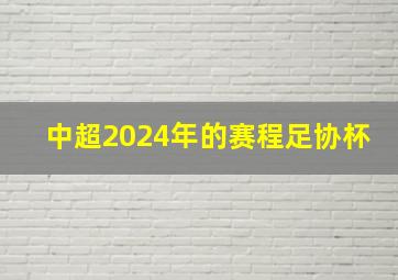 中超2024年的赛程足协杯