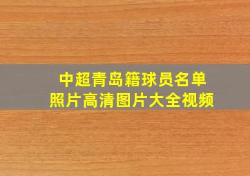 中超青岛籍球员名单照片高清图片大全视频