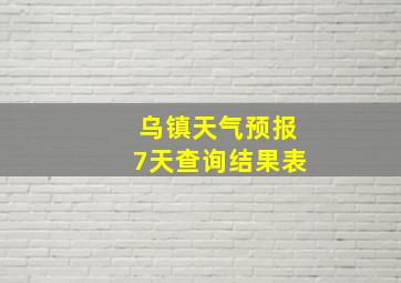 乌镇天气预报7天查询结果表