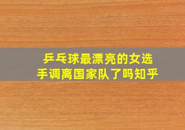 乒乓球最漂亮的女选手调离国家队了吗知乎