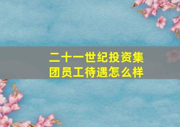 二十一世纪投资集团员工待遇怎么样