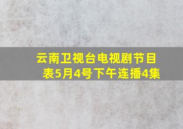 云南卫视台电视剧节目表5月4号下午连播4集