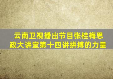 云南卫视播出节目张桂梅思政大讲堂第十四讲拼搏的力量