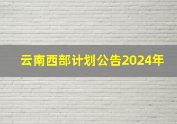 云南西部计划公告2024年