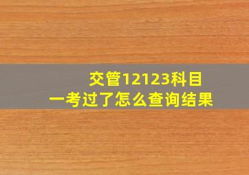 交管12123科目一考过了怎么查询结果