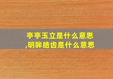 亭亭玉立是什么意思,明眸皓齿是什么意思