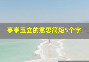 亭亭玉立的意思简短5个字