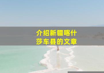 介绍新疆喀什莎车县的文章