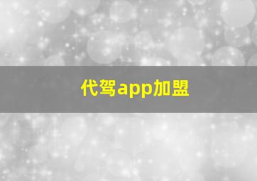 代驾app加盟