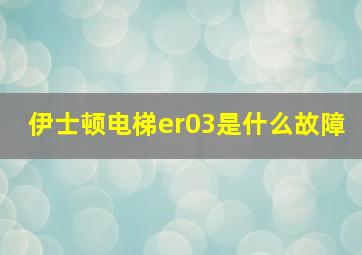 伊士顿电梯er03是什么故障