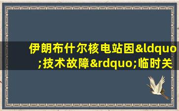 伊朗布什尔核电站因“技术故障”临时关闭