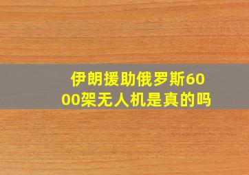 伊朗援助俄罗斯6000架无人机是真的吗