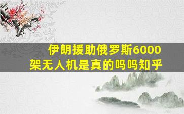 伊朗援助俄罗斯6000架无人机是真的吗吗知乎