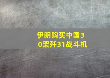 伊朗购买中国30架歼31战斗机