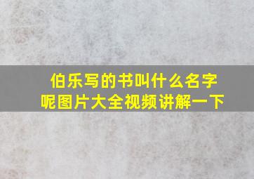 伯乐写的书叫什么名字呢图片大全视频讲解一下