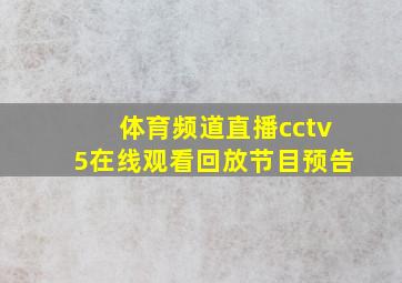 体育频道直播cctv5在线观看回放节目预告