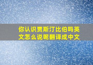 你认识贾斯汀比伯吗英文怎么说呢翻译成中文