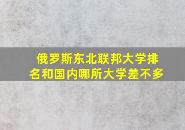 俄罗斯东北联邦大学排名和国内哪所大学差不多