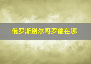 俄罗斯别尔哥罗德在哪