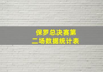 保罗总决赛第二场数据统计表