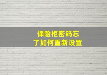 保险柜密码忘了如何重新设置