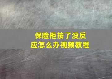 保险柜按了没反应怎么办视频教程