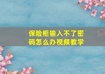 保险柜输入不了密码怎么办视频教学