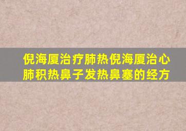 倪海厦治疗肺热倪海厦治心肺积热鼻子发热鼻塞的经方