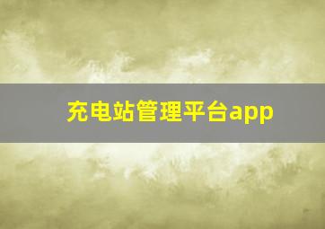 充电站管理平台app