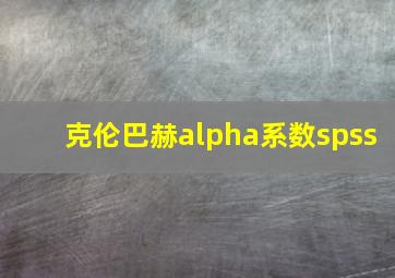 克伦巴赫alpha系数spss