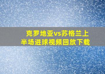 克罗地亚vs苏格兰上半场进球视频回放下载