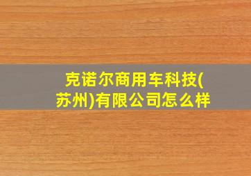 克诺尔商用车科技(苏州)有限公司怎么样