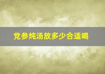 党参炖汤放多少合适喝