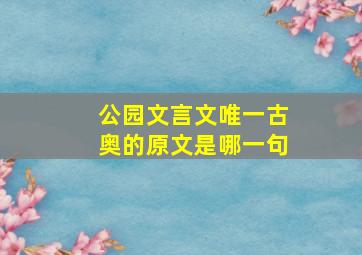 公园文言文唯一古奥的原文是哪一句